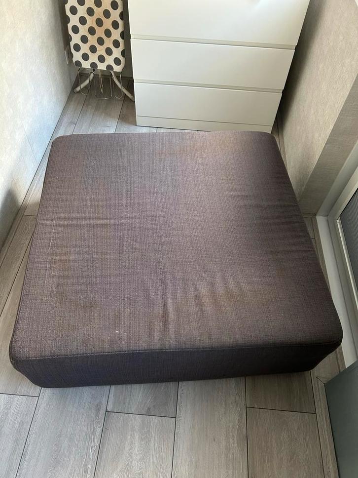 Grijze stoffen poef, Huis en Inrichting, Banken | Voetenbanken en Poefen, Gebruikt, 100 tot 125 cm, 100 tot 125 cm, Vierkant, Stof