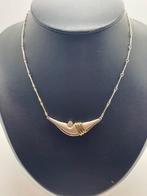 B17 Prachtige zilveren bicolor ketting Finse stijl, Ophalen of Verzenden, X, Met kristal, Zilver