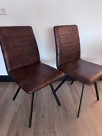 Twee bruine eetkamerstoelen, Huis en Inrichting, Stoelen, Ophalen, Twee, Bruin, Leer