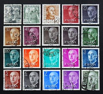 Spanje : 20 zegels Generaal Franco beschikbaar voor biedingen