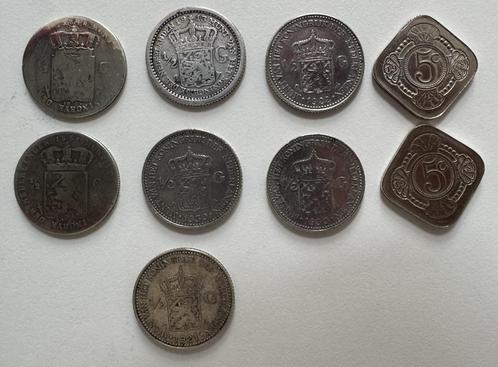 7 x Halve guldens 1858, 1861, 1913, 1921, 1922, 1930, 1930, Postzegels en Munten, Munten | Nederland, Losse munt, ½ gulden, Koningin Wilhelmina
