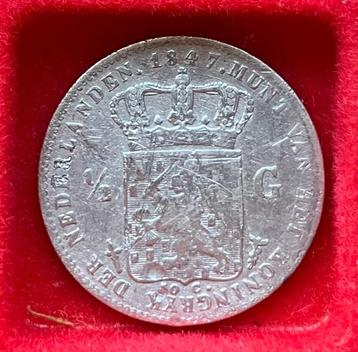 ZIE OMSCHRIJVING halve gulden Willem II en Willem III beschikbaar voor biedingen