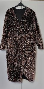 brons kleur pailletten leuke feest jurk maat 44 bij ms, Ophalen of Verzenden, Zo goed als nieuw, Maat 42/44 (L), Onder de knie