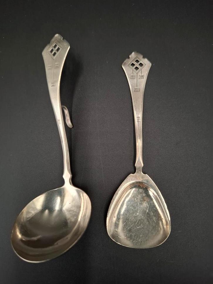 zilver setje roomlepel en suikerschep, Antiek en Kunst, Antiek | Goud en Zilver, Zilver, Ophalen of Verzenden