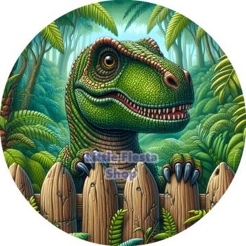 LF3894 icing frosting dino 19cm eetbare taart plaat print  beschikbaar voor biedingen