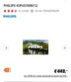 Philips Smart TV 43inch (zgan), Philips, 50 Hz, Ophalen of Verzenden, Zo goed als nieuw