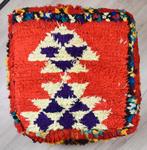 Nieuw Marrokaans berber wollen kelim, vloerkussen poef, Nieuw, Ophalen of Verzenden, 50 tot 75 cm, Vierkant