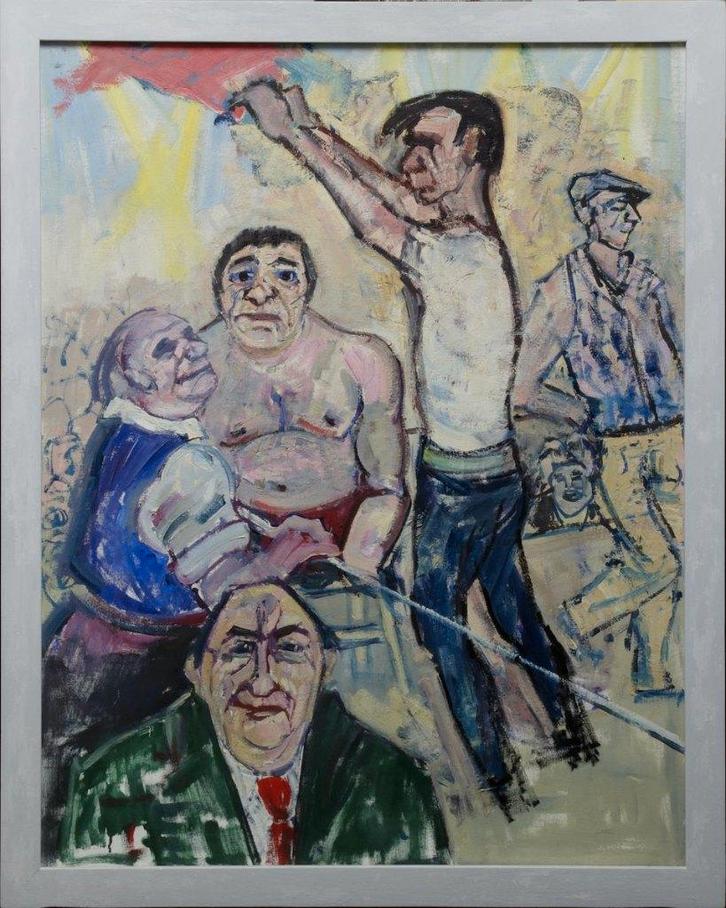 === in de boksring === Kamerlingh Onnes ? ===, Antiek en Kunst, Kunst | Schilderijen | Klassiek, Ophalen