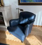 Luxe lederen fauteuil (blauw), Ophalen, Gebruikt, 100 tot 125 cm, Leer