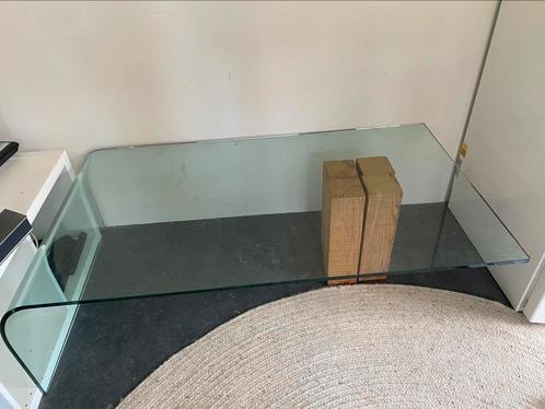 Gratis: glazen design salontafel, Huis en Inrichting, Tafels | Salontafels, Zo goed als nieuw, Minder dan 50 cm, 50 tot 100 cm