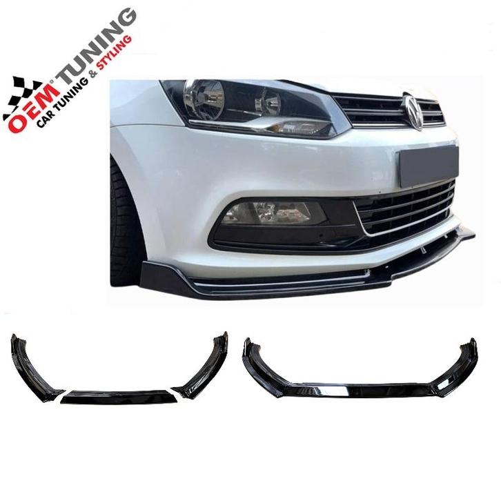 FRONTLIP SPOILER geschikt voor POLO 6R |09-14| Glossy Black, Auto diversen, Tuning en Styling, Ophalen of Verzenden