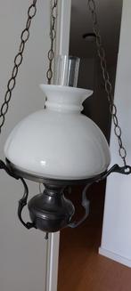 Hanglamp van tin en glas, Antiek en Kunst, Antiek | Lampen, Ophalen