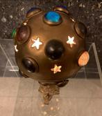 Vintage Oosterse tafellamp – messing,gekleurd glas  ‘60/70, Ophalen of Verzenden, Zo goed als nieuw, Glas, Minder dan 50 cm