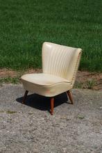 Crèmekleurige Cocktail Stoel - Vintage Jaren '50, Huis en Inrichting, Fauteuils, Ophalen, Gebruikt, Minder dan 75 cm, Vintage
