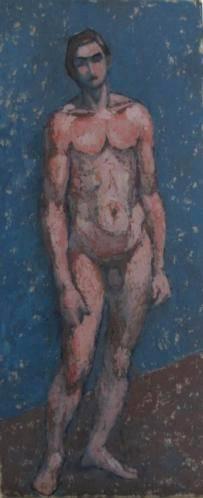 c a 1940===mannelijk naakt == zilveren baklijst ==, Antiek en Kunst, Kunst | Schilderijen | Klassiek, Ophalen of Verzenden