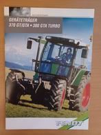 Folder Fendt werktuigdrager 370 GT / GTA en 380 GTA turbo, Ophalen of Verzenden, Gelezen, Tractor en Landbouw