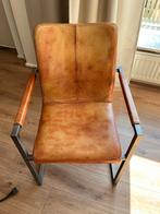 3 leren stoelen met bankje, Huis en Inrichting, Gebruikt, Ophalen of Verzenden, Metaal, Drie