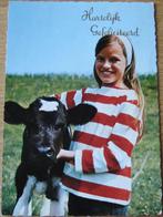 hartelijk gefeliciteerd - meisje met kalf - 1973, Verzenden, 1960 tot 1980, Gelopen, Kinderen