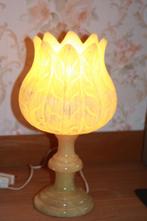 Vintage gele albasten tafellamp bloemvorm, Ophalen, Overige materialen, Natuursteen, Minder dan 50 cm