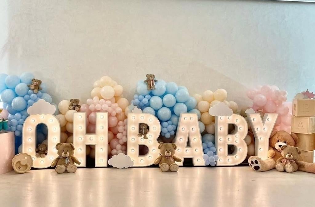 Lichtletters OH BABY te huur, Ophalen of Verzenden, Zo goed als nieuw, Verjaardag