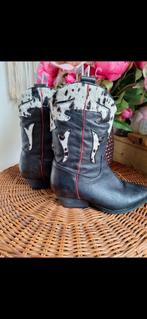 Zwart leren laarzen 37 cowboy western, Ophalen of Verzenden, Zo goed als nieuw, Zwart, Hoge laarzen
