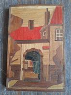 Marqueterie 'Poortje Leeuwarden', Minder dan 50 cm, Ophalen of Verzenden, Zo goed als nieuw, Schilderij