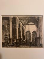 Antieke prent: Kerkinterieur, Antiek en Kunst, Ophalen of Verzenden
