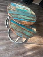 Vintage Teakhouten Ronde Tafel Set, Ophalen of Verzenden, Zo goed als nieuw