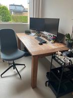 Teak houten bureau 160x90, Ophalen, Gebruikt, 50 tot 100 cm, 150 tot 200 cm