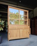 Greeploze Schoolkast | Winkelkast | Vitrinekast teak #2033, 200 cm of meer, 150 tot 200 cm, Ophalen of Verzenden, Teakhout