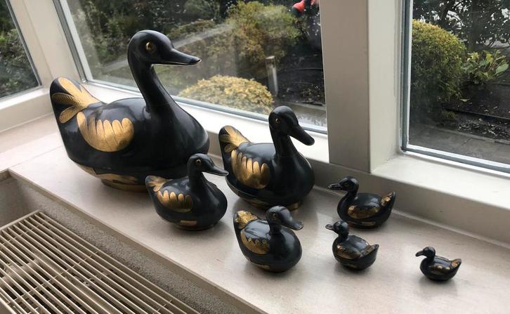 Set eenden tin/messing, Huis en Inrichting, Woonaccessoires | Wanddecoraties, Zo goed als nieuw, Ophalen