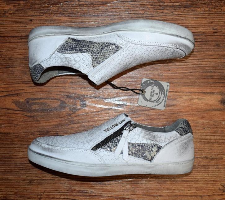 YELLOW CAB - leren instap sneakers green - maat 37, Kleding | Dames, Schoenen, Nieuw, Instappers, Overige kleuren, Ophalen of Verzenden