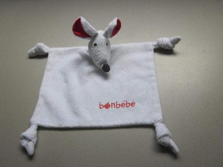 Bonbébé wit zacht pluche knuffeldoek met muis muizenkopje, Kinderen en Baby's, Speelgoed | Knuffels en Pluche, Gebruikt, Overige typen