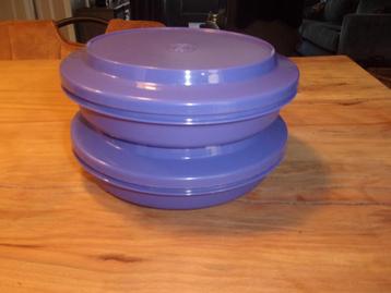 2 Paarse Tupperware ronde schalen met deksel  beschikbaar voor biedingen