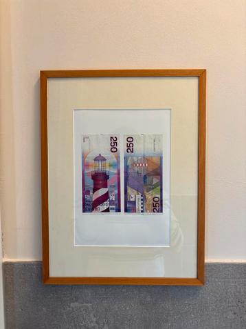 Vuurtoren 250 gulden biljetten ingelijst beschikbaar voor biedingen