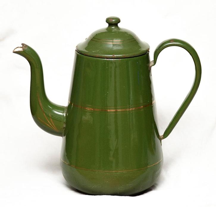 Donkergroen met gouden bies emaille verzameling, Antiek en Kunst, Antiek | Emaille, Ophalen