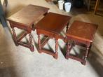 Set van 3 bijzet tafeltjes nesttafels, Ophalen, Gebruikt, Rechthoekig, Hout