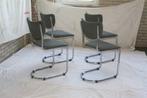 4 Vintage Jaren '50 De Wit 2011 Chroom Stoelen Donkergrijs, Ophalen, Sales@dutchoriginals.com, Dutch Originals, Zo goed als nieuw