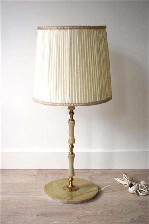 Vintage grote tafellamp marmer/onyx goud, Huis en Inrichting, Lampen | Tafellampen, Gebruikt, 50 tot 75 cm, Overige materialen