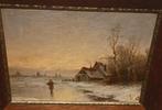 19e eeuws Paneel Schilderij gesigneerd, Antiek en Kunst, Ophalen of Verzenden
