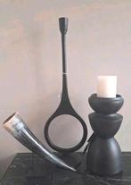 Zwarte set metalen kandelaars ruw alu Colmore, Huis en Inrichting, Overige materialen, 50 tot 75 cm, Zwart, Ophalen of Verzenden