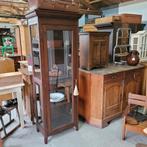 Brocante vintage oude smalle ondiepe vitrinekast winkelkast, Antiek en Kunst, Ophalen