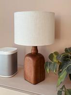 Zara Home tafellamp houten lampvoet - linnen kap, Huis en Inrichting, Lampen | Lampenkappen, 25 tot 50 cm, Crème, Rond, Ophalen of Verzenden
