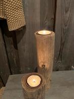 Houten Waxinehouder Set, Bruin, Nieuw, Ophalen of Verzenden, Hout