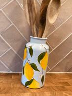 Handbeschilderd Vaasje Blue Lemon Multifunctioneel ByJ&S🍋, Blauw, Nieuw, Ophalen of Verzenden, Glas
