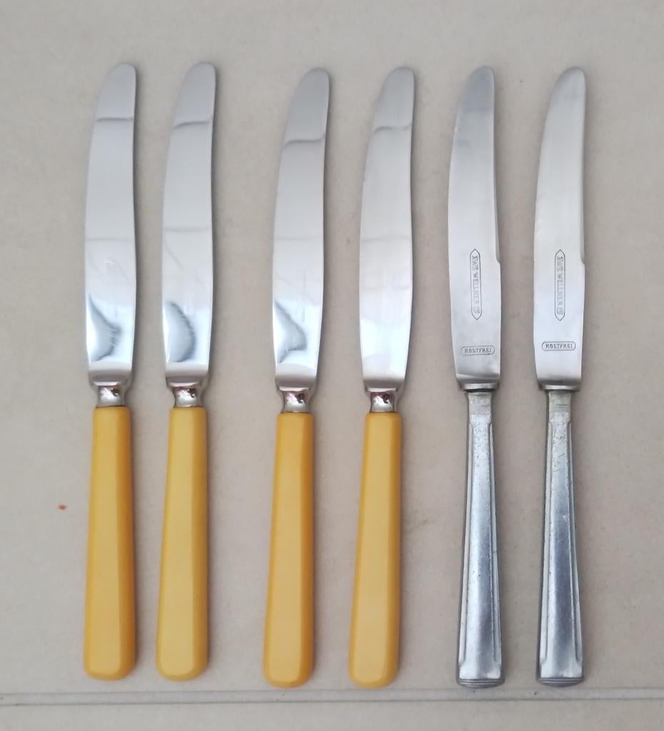 Vintage Gero botermesjes 6 stuks met houder, Antiek en Kunst, Ophalen of Verzenden