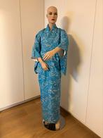 Vintage Kimono - Blauw met bloemen, Ophalen of Verzenden