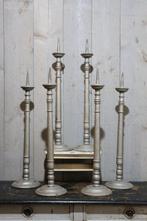 Set van 6 houten kandelaars, Ophalen of Verzenden