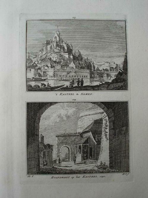 113-114 / Namen Kasteel en Hoofdwacht Kopergravure 1746, Antiek en Kunst, Kunst | Etsen en Gravures, Ophalen of Verzenden