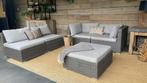 Wicker grijs loungeset in hele goede staat, Tuin en Terras, Ophalen, Gebruikt, Bank, 6 zitplaatsen